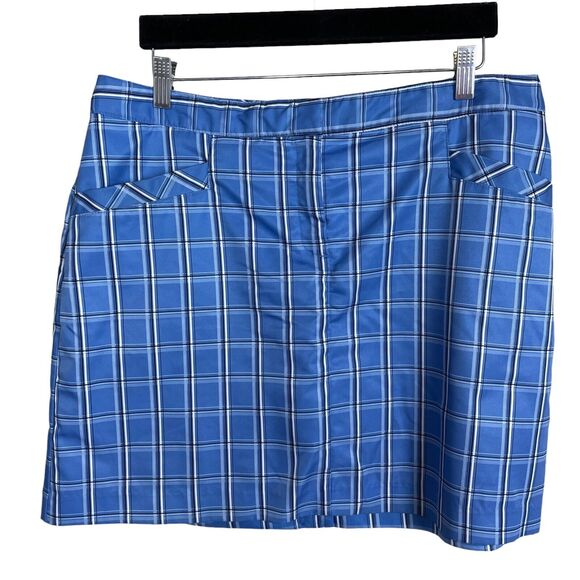 Izod XFG Golf Blue Black White Plaid Stretch Women's size 12 Skort Skirt - Picture 1 of 8